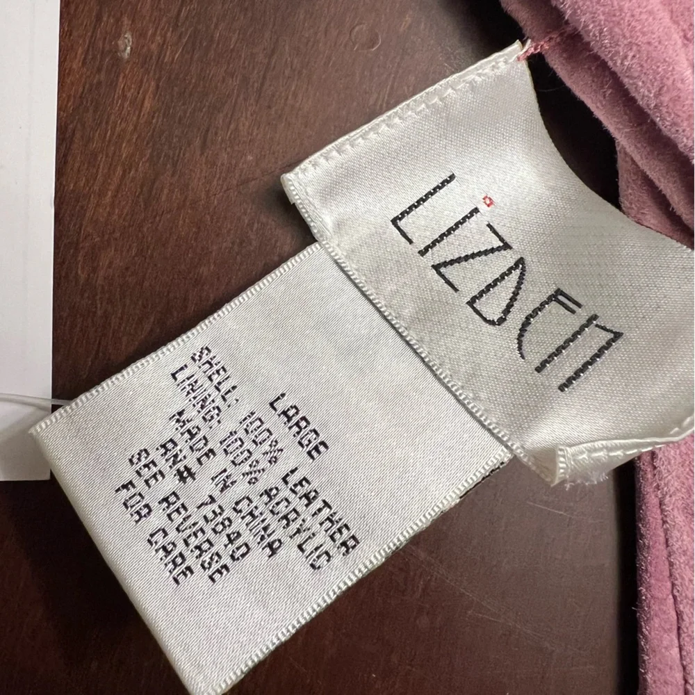 Lizden pink suede gloves machine washable large NWT